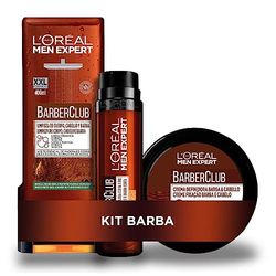 L'Oreal Paris Men Expert Pack Barber Club de Rutina de Cuidado de Barba para Hombre con Cera de Fijación + Crema Hidratante para Barba + Gel de Ducha