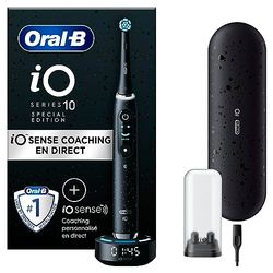 Oral-B iO 10 Brosse À Dents Électrique Noire Pour Adultes, Édition Spéciale, Modes De Nettoyage Blancheur Et Soin Des Gencives, 1 Brossette De Recharge, 1 Chargeur, 1 Étui De Voyage