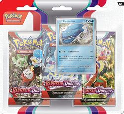 Pokémon - Verzamelkaartspel: 3-pack Karmesin & paars - Heerashaai (3 boosterpacks & 1 holografische promokaart)