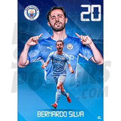 Be The Star Posters Man City FC Silva Action 21/22 Poster A3 - Officially Licensed Product, Blue, 16.5 x 11.7 inches