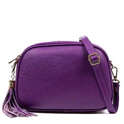 FIRENZE ARTEGIANI. Aliminusa Women's Shoulder Bag, Genuine Leather, Dollaro, 22 x 9 x 16 cm, Colour: Purple, berry, Utility