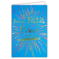 Afie 65 – 1286 wenskaart "Bonne A a Papa" echt fantastisch in goud glanzend – met envelop – formaat gesloten 115 x 170 mm, gemaakt in Frankrijk, blauw