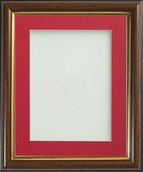 Frame Company Eldridge Mahogany Photo Frame with Red Mount, 10x8 for 6x4 inch, fitted with perspex