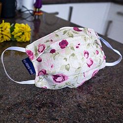 Blue Badge Co Paquete de 5 máscaras faciales de algodón pequeño, doble capa en rosa morera, con bolsa para filtro adicional