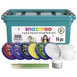 Snazaroo 1172018 Beginner make-up koffer, 6 kleuren & Glitter Gel met 3 Borstels, 2 Sponsjes & Make-up Boekje