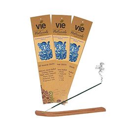 Vie Naturals Premium Incense Sticks, Sandalwood & Frangipani Infusion (20X3Packs) With Incense Holder