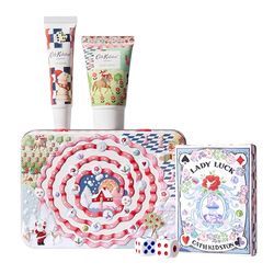 Cath Kidston Hand Cream 30ml, Lip Balm 10ml, Playing Cards, 2 Dice In A Reusable Tin, Mandarin and Peony Scent, Eggnog, Travel Size, Vegan and Cruelty Free, Beauty Gift, Christmas Stocking Filler