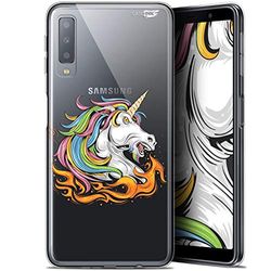 Caseink fodral för Samsung Galaxy A7 2018 (A750) (6) HD gel [ ny kollektion - mjuk - stötskyddad - tryckt i Frankrike] eld enhörning