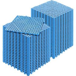 VEVOR Modular Interlocking Cushion, 55 Pack 30 x 30 cm Splicing Drainage Mats, Soft PVC Interlocking Drainage Floor Tiles, Non-Slip Drainage Holes for Restroom, Bathroom, Kitchen, Pool, Wet Area, Blue