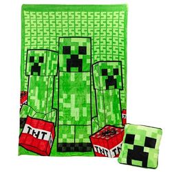 Minecraft Paladone Creeper - Coperta con cuscino 2 in 1, con licenza ufficiale, coperta da viaggio Microsoft, pieghevole, morbida e soffice, design compatto per soggiorno o camera da letto