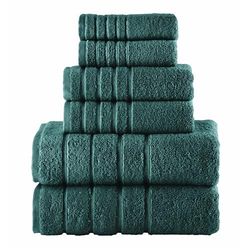 Elegant Comfort Lot de 6 Serviettes de Bain 4 Lignes en Viscose à Rayures, 100% Coton Turc, très absorbantes, Comprend 2 débarbouillettes, 2 essuie-Mains et 2 Serviettes de Bain (Vert Chasseur)