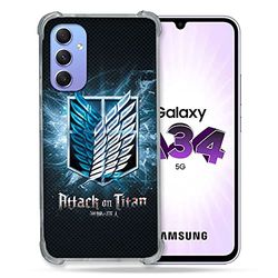 Cokitec Cover rinforzata in vetro temperato per Samsung Galaxy A34 5G Manga Attacco Titans Nero