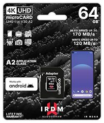 Goodram Irdm Uhs-I U3 A2 Micro SD 64 GB, con Adap