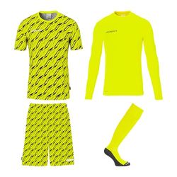 uhlsport Set da Portiere Unisex da Calcio - Set di Maglie Progressive - Set Completo da Portiere Composto da Maglia, Strato di Base, Pantaloni e Calzini - Set di Maglie per Bambini e Adulti