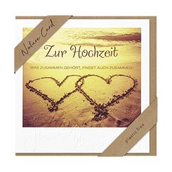 bsb Wedding Card, Greeting Card, Greeting Card for Wedding, Natural Card, Hearts on The Beach, Envelope Kraft Paper.