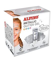 Metallic Glitter Gel Alpino Fiesta Silver Unicolor 6 st format | Metalliserad Glitter Gel med silverfärgad bas | Flytande Purpurin