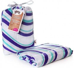 EASY KINDERIDEEN BMB120017A bambu vira handduk för puckning, linda eller som underlag, puckhandduk 120 x 120 cm, blå