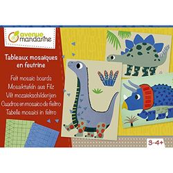 AVENUE MANDARINE - Complète tes Tableaux Dinosaures avec de la Feutrine Géométrique - Loisirs Créatifs Enfants - 4 Planches Dinosaures + 6 Planches de Gommettes en Feutrine - Dès 3 ans - KC091C