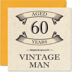 Biglietto di auguri vintage 60° compleanno da uomo età 60 anni divertente biglietto di auguri nonno papà marito fidanzato zio fratello nonno 145mm biglietto di auguri