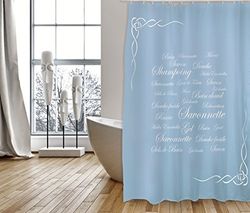 CORTINA DE BAÑO POLIESTER 180X200 CM PREM.GRASSE BLEU