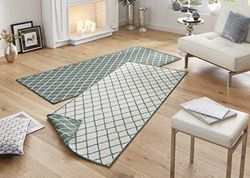 bougari Malaga - Tappeto reversibile per interni ed esterni, Polipropilene, Grün Creme, 80 x 250 cm