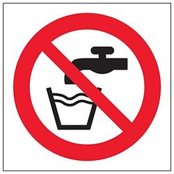 VSafety "Not Drinking Water Logo" skylt, fyrkantig, (paket med 3), 100mm x 100mm, 3