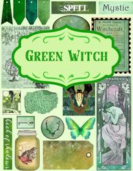 Green Witch for Junk Journals and Scrapbooking: | Green Ephemera Collection: +360 elements | One-Sided Decorative Paper | Perfect for Card Making, Collage, Paper Crafting