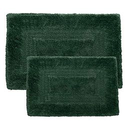 Lavish Home Lot de 2 Tapis de Salle de Bain en Coton lavables en Machine pour Salle de Bain, Cuisine ou buanderie (Vert, 56 x 89 cm, rectangulaire)