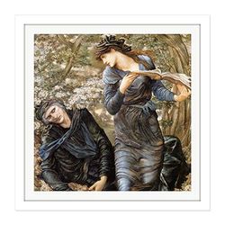 Artery8 Jones Beguiling Merlin Lady Lake Arthur Painting Square Wooden Framed Wall Art Print Picture 16X16 Inch