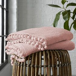 GC GAVENO CAVAILIA Luxury 2PK Pom Pure Cotton 550 GSM Hand Towels OR Ultra Soft Super Absorbent, Egyptian, Pink, Pack of 2 Bath Sheet
