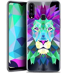 Caseink fodral för Samsung Galaxy A20s (6.5) [HD gel tryckt i Frankrike polygon djurserie - mjuk - ultratunt] lejon