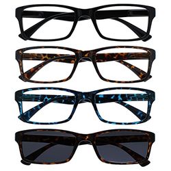 La Compañía Gafas De Lectura Negro Marrón Azul Lectores Con Marrón Lectores De Sol Valor Pack 4 Hombres Mujeres RRRS92-1232 +1,50