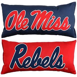 College Covers Solid Color Bolster Travel Pillow, 16" x 8", Ole Miss Rebels