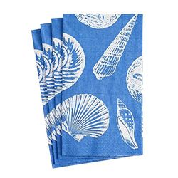 Caspari Shells Paper Guest Towel Napkins in Ocean Blue - 15 Per Package