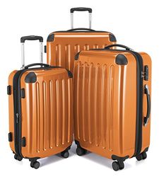 HAUPTSTADTKOFFER - Alex - Ensemble de 3 Valises Rigides Orange Brillant, TSA, (S, M & L), 235 litres