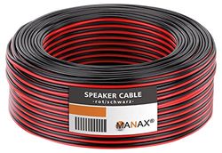MANAX SC2075 Câble d'enceinte 2x0.75 mm² CCA (Câble d'enceinte/Câble Audio), 2x0,75mm², 25,0m, Rouge/Noir