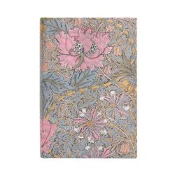 Paperblanks Morris - Calendario mensual de 12 meses 2024, cereza en rosa, vista general por día, mini (95 × 140 mm)