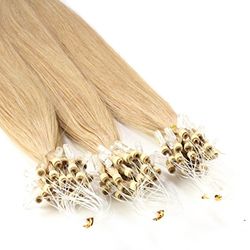 Just Beautiful Hair 100 Micro Loop Extensions con Anelli, Capelli Veri Remy Indiani 1g 60cm - 18 biondo cenere, 1x100 ciocche