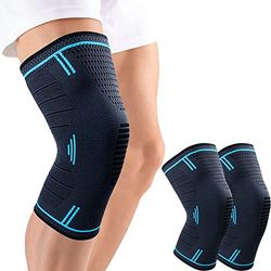 MILAIUN Kniebeschermers, 2 stuks, elastisch, verstelbaar, knieschijfbrace, kniebrace, sportkniebrace, artrose knie, ademend en uniseks (XL)
