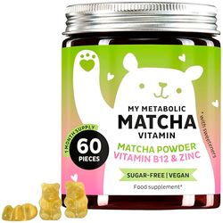 Matcha Vitamin Gummies – Meet Your Matcha for Antioxidants & Metabolism – Green Tea Powder Complex with Vitamin B12, Zinc & Q10 – 60 Pieces – Vegan – Sugar-Free – Bears with Benefits
