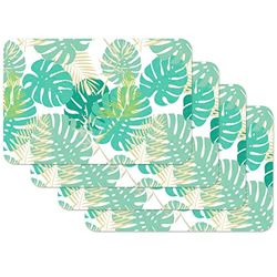 Venilia Toalhas de mesa, toalha de mesa, toalha de mesa individual para a sala de jantar, adequada para alimentos, vert, 4 cortes, 45 x 30 cm, 59107, plástico polipropileno, Pri Palm Tree, 30 x 45 cm,