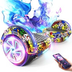 Elektrisch zelfbalancerend hoverboard met banden van 6,5 inch, dual motor, bluetooth flash wiel met ledlicht, zelfbalancerend wiel, elektrische scooter