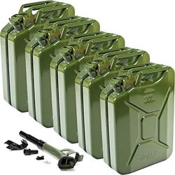 Oxid7® 5 x bensinbehållare inkl. pip och hållare av metall, 20 liter, lämplig för bensin, diesel och ekologisk etanol | 20 l bränslebehållare med UN-godkännande [olivgrön]