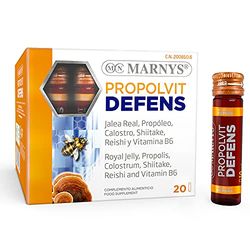 Marnys Jalea Real, Propóleo, Calostro, Reishi, Shiitake y Vitamina B6 - Propolvit Defens - Defensas para Afrontar el Cambio de Estación - 20 cómodos viales bebibles 375 g