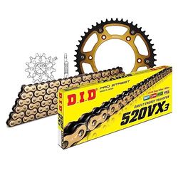 Kettingset DID Stealth 520VX3 / 118 klinkslot goud voor KTM Duke SX EXC RACING SX-F Racing LC4 EGS Super Competition RC EXC-F 150-520 cc