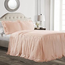 Lush Decor Ruche Rok Sprei, Polyester, Blush, Full