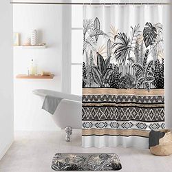 Douceur d'Intérieur Shower Curtain with Hooks Multi-Colour 180 x 200 cm Polyester Printed Tikal des Places