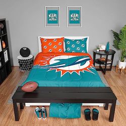 FOCO NFL Team Logo Bed In a Bag Comforter Bedding 3-Piece Full Set Ropa de Cama, Unisex Adulto, Color del Equipo, Plein
