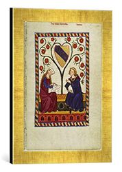Ingelijste afbeelding van Zürich Boekschilderij Alram van Gresten/uit: Codex Manesse, kunstdruk in hoogwaardige handgemaakte fotolijst, 30 x 40 cm, Gold Raya