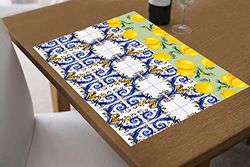 Doge Milano Set de 2 sets de table rectangulaires, 100% Made in Italy, Sets de table américains avec impression numérique, antidérapants et lavables, Modèle Glam - Victoria, cm 40x30